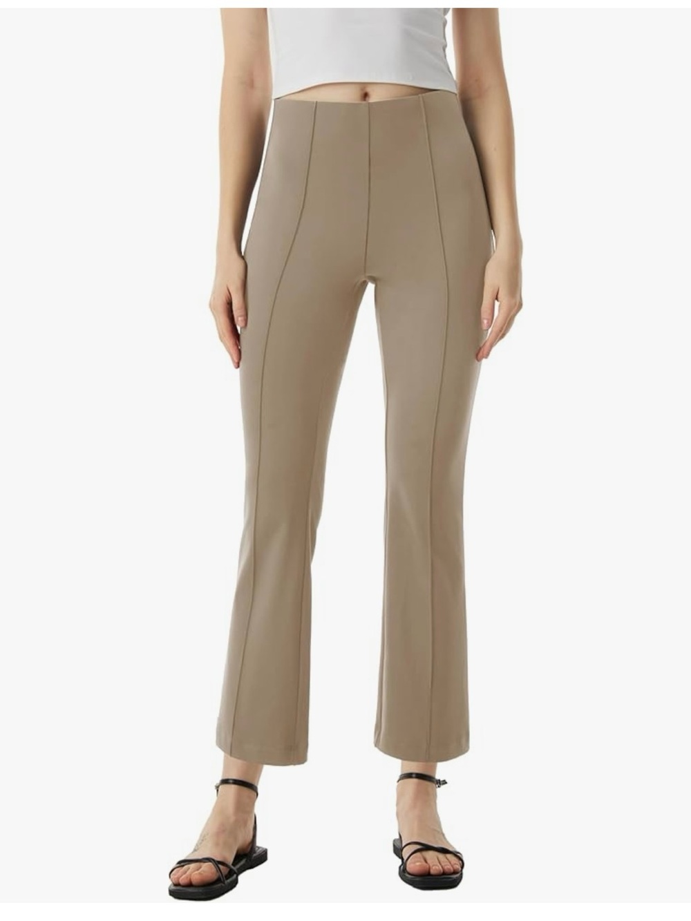 Amazon Taupe High-Rise Boot Cut Stretch Pants